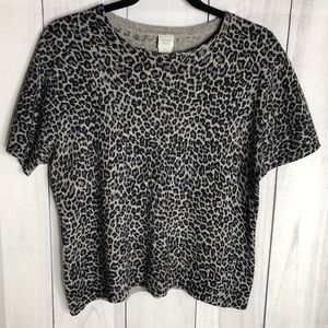 Leopard Print Silk Top by Garnet Hill Size Medium